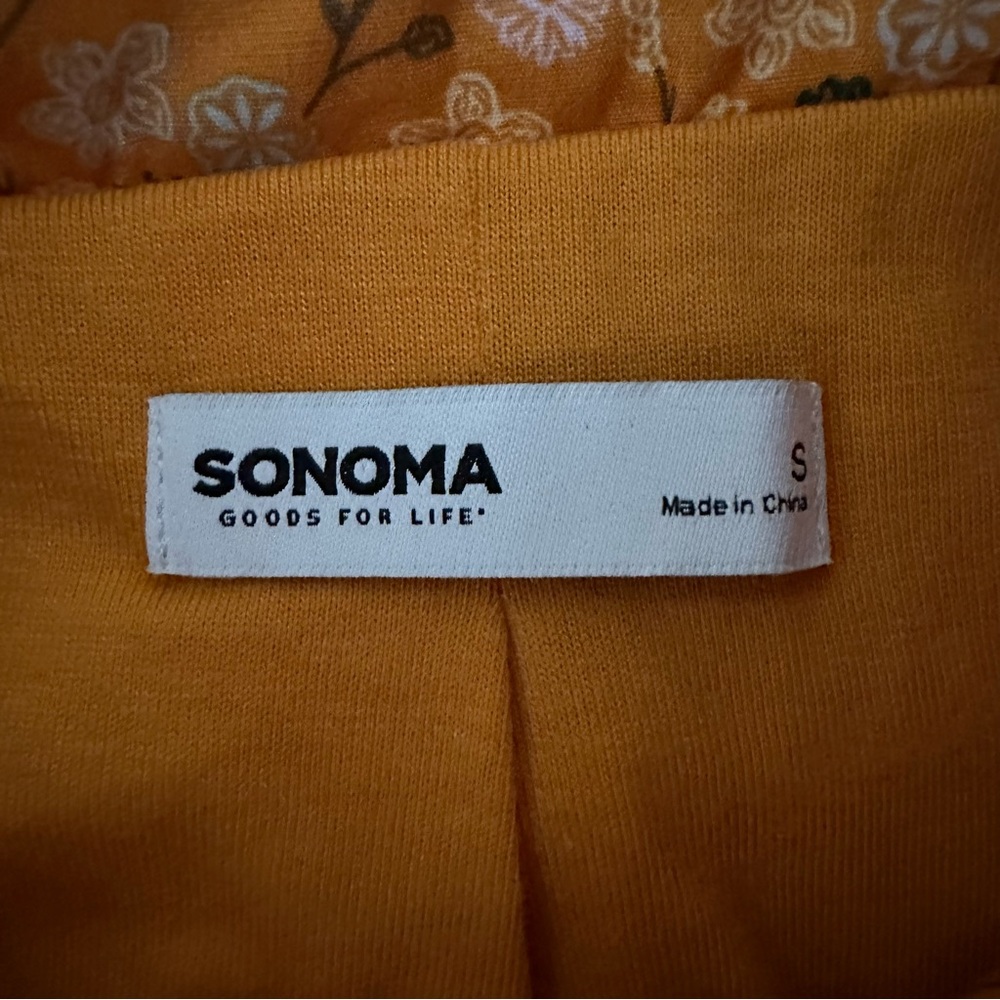 Sonoma yellow cotton floral quilted full zip jacket ladies Small NWT - Picture 3 of 9